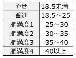 Excel_8BMI判定基準表