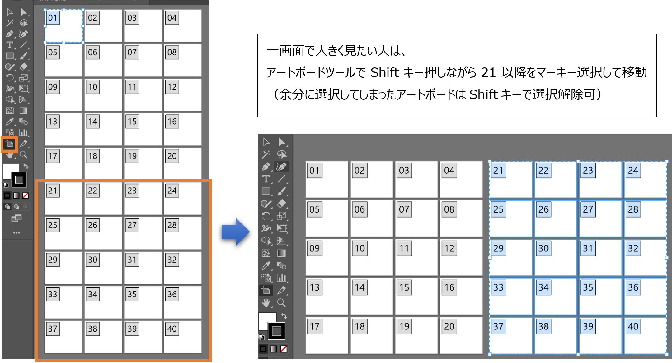 アートボードの再配置