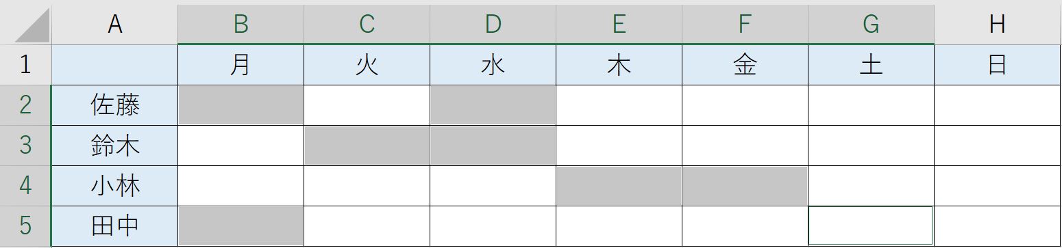 セルをまとめて選択